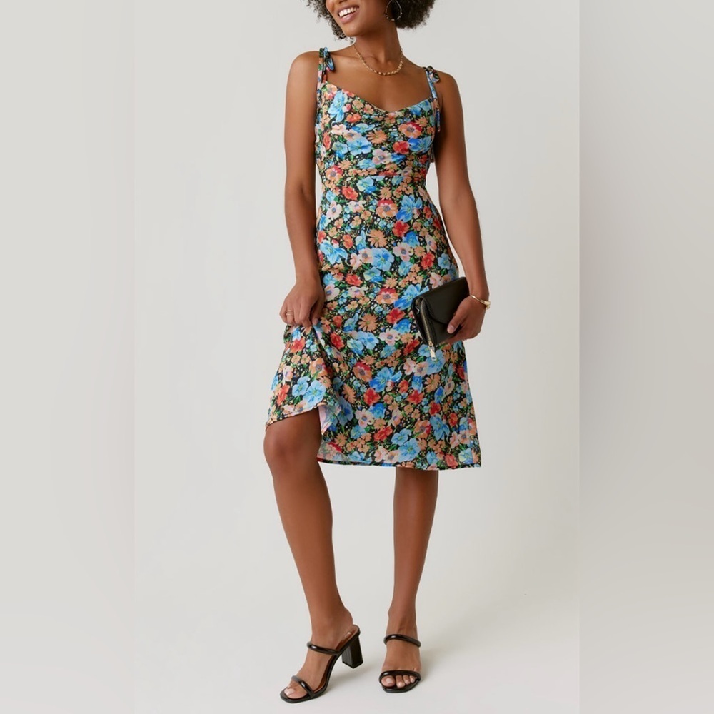 NWOT Rolla Coster Giovanna Tie Strap Floral Spaghetti Midi Strap